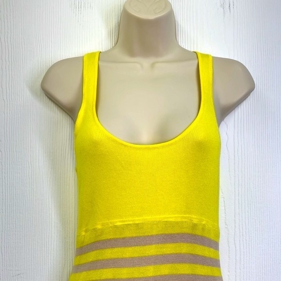Bebe - Yellow And Tan Stripe Sleeveless Racerback Maxi Dress Size Medium - Picture 4 of 11